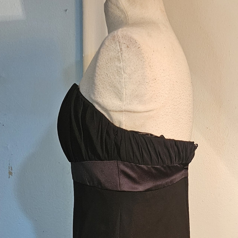 Black Strapless Dress. Satin Waist. Asymmetrical Hemline. Size Small - Picture 8 of 8